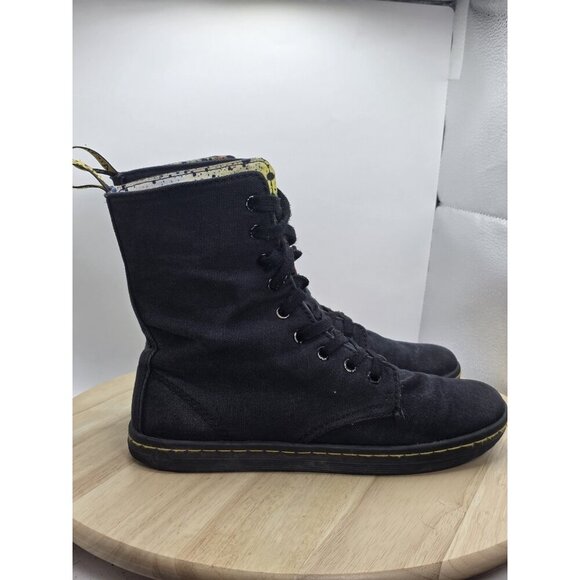 Dr Doc Martens Stratford Canvas Womens Combat Boots Size 8 Canvas black 9-Eye - Picture 3 of 12